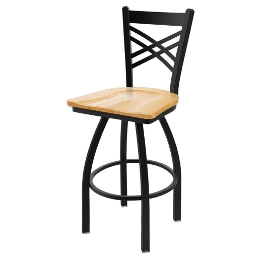 820 Catalina Swivel Stool With Black Wrinkle Finish And Natural Oak Seat