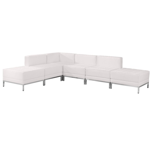 Hercules Imagination Series Melrose White Leathersoft Sectional Configuration With Ganging Clips, 6 Pieces