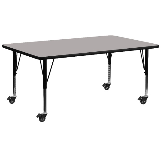 Wren Mobile 30''W X 72''L Rectangular Grey Hp Laminate Activity Table Height Adjustable Short Legs