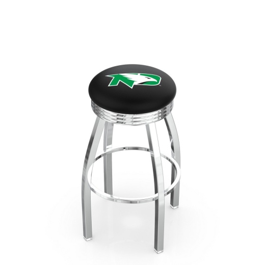 L8c3c Chrome North Dakota Swivel Bar Stool With 2.5" Ribbed Accent Ring By Holland Bar Stool Company