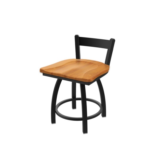 821 Catalina 18" Low Back Swivel Vanity Stool With Black Wrinkle Finish And Medium Maple Seat