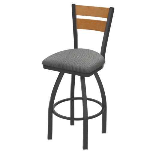 832 Thor Swivel Stool With Pewter Finish, Medium Back And Graph Alpine Seat