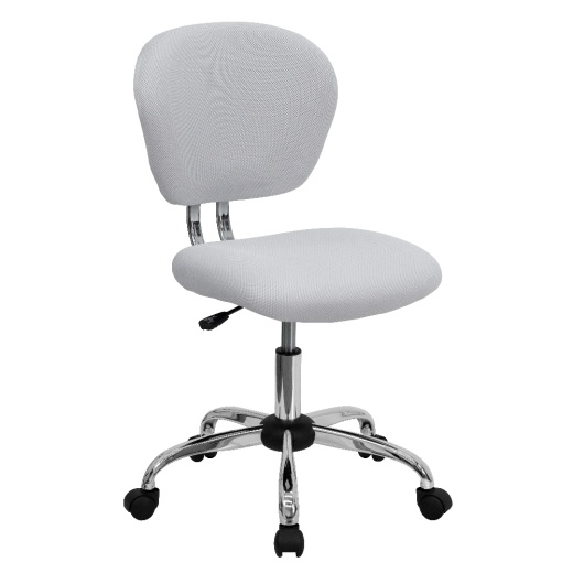 Beverly Midback White Mesh Padded Swivel Task Office Chair With Chrome Base