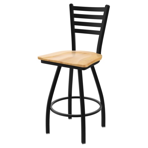 Xl 410 Jackie Swivel Stool With Black Wrinkle Finish And Natural Maple Seat