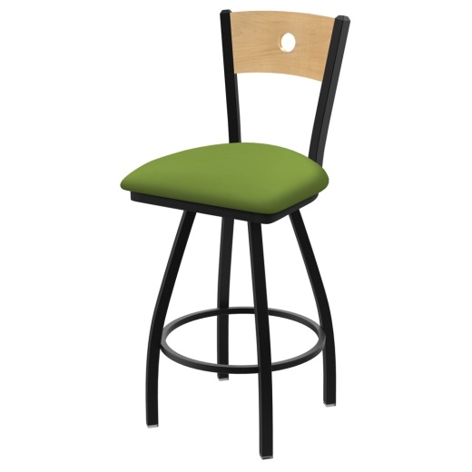 Xl 830 Voltaire Swivel Stool With Black Wrinkle Finish, Natural Back, And Canter Kiwi Green Seat