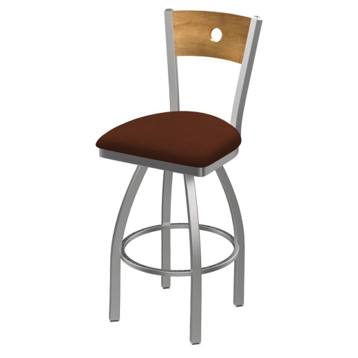 830 Voltaire Swivel Counter Stool With Stainless Finish, Medium Back, And Rein Adobe Seat