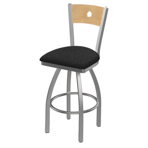 830 Voltaire Swivel Counter Stool With Stainless Finish, Natural Back, And Graph Cork Seat