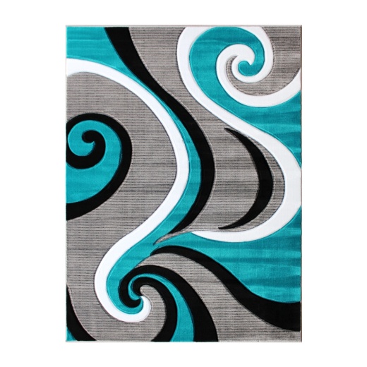 Athos Collection 8' X 10' Turquoise Abstract Area Rug Olefin Rug With Jute Backing Hallway, Entryway, Or Bedroom