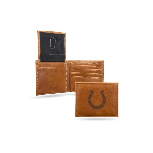Colts Laser Engraved Brown Billfold Wallet
