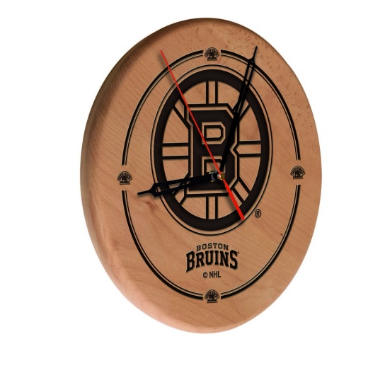 Boston Bruins Laser Engraved Wood Clock By The Holland Bar Stool Co