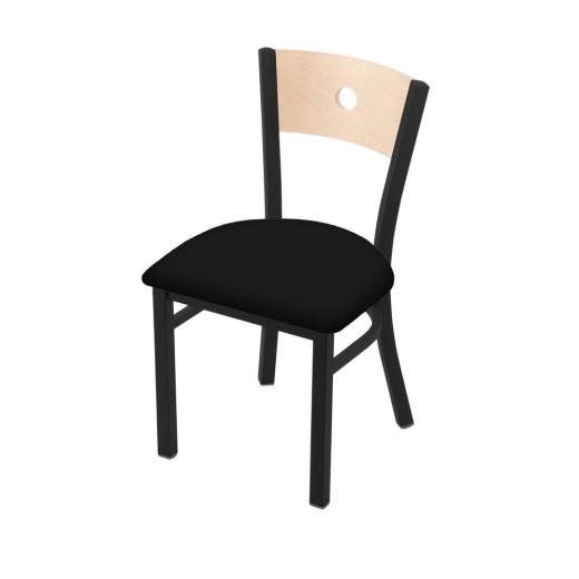 630 Voltaire 18" Chair With Black Wrinkle Finish, Natural Back, And Black Vinyl Seat