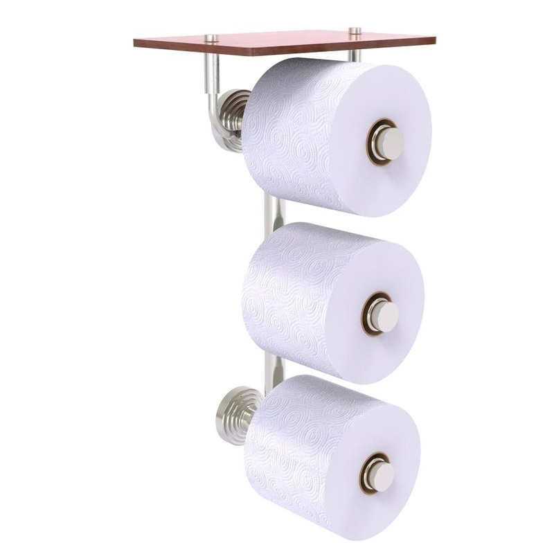 Waverly Place Collection 3 Roll Toilet Paper Holder With Wood Shelf