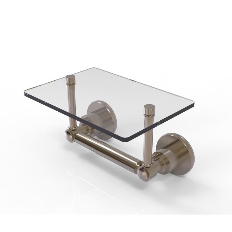 Washington Square Collection Two Post Toilet Tissue Holder With Glass Shelf