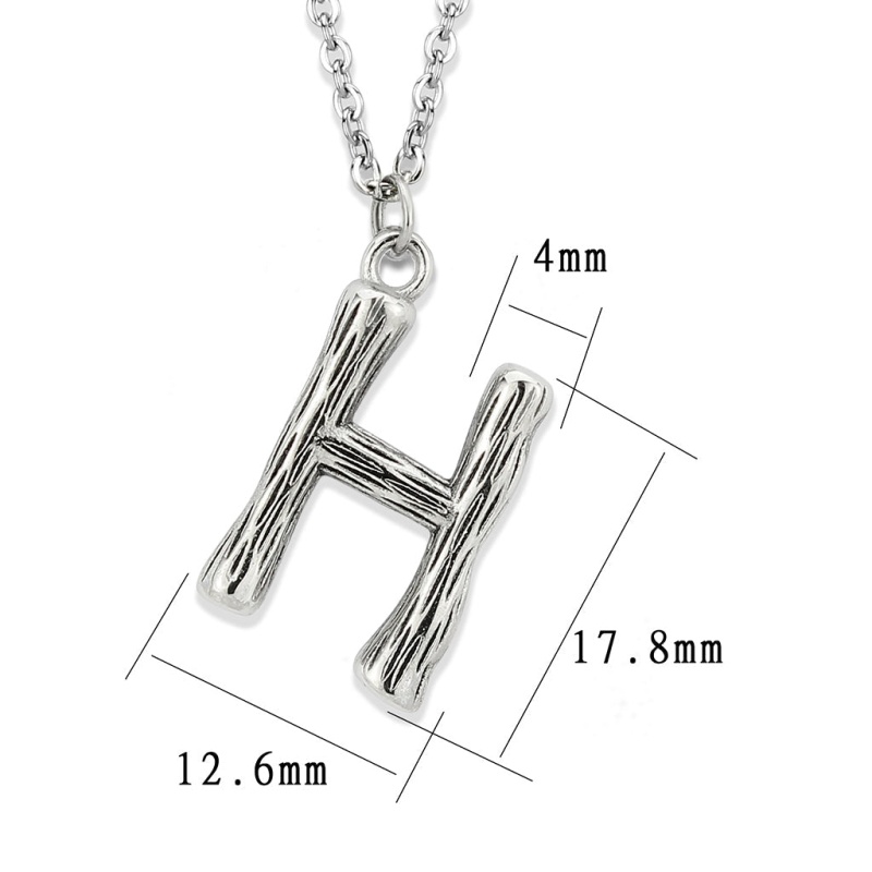 Tk3853h High Polished Stainless Steel Chain Initial Pendant - Letter H - 16"