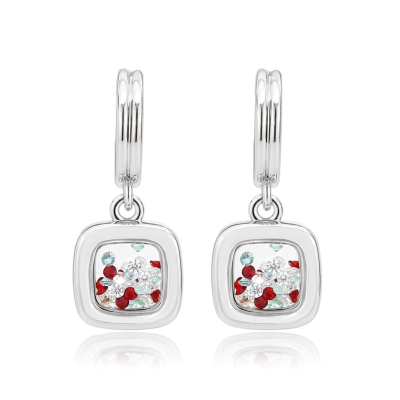3W1756 - Imitation Rhodium Brass Earring With Aaa Grade Cz In Multicolor - N/a