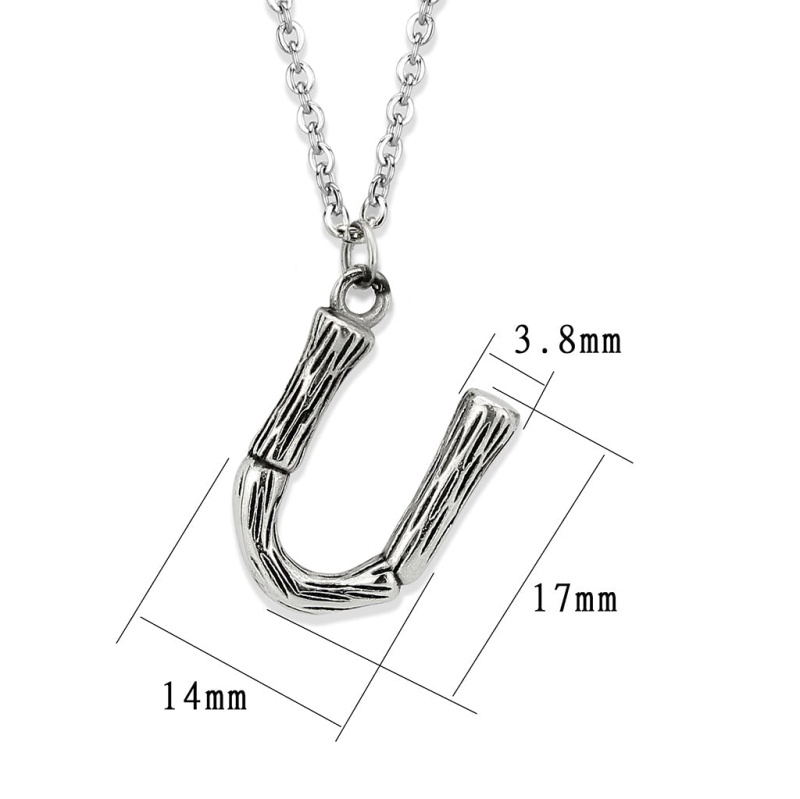 Tk3853u High Polished Stainless Steel Chain Initial Pendant - Letter U - 16"