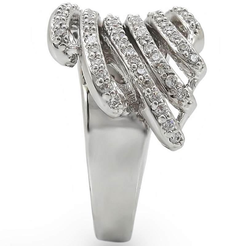 1W018 - Rhodium Brass Ring With Aaa Grade Cz In Clear