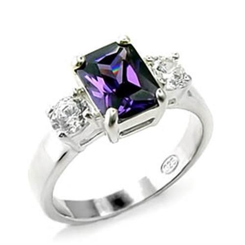 6X244 - High-Polished 925 Sterling Silver Ring With Aaa Grade Cz In Amethyst - 5