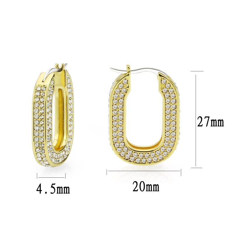3W1748g - Flash Gold Brass Earring With Top Grade Crystal In Clear - N/a