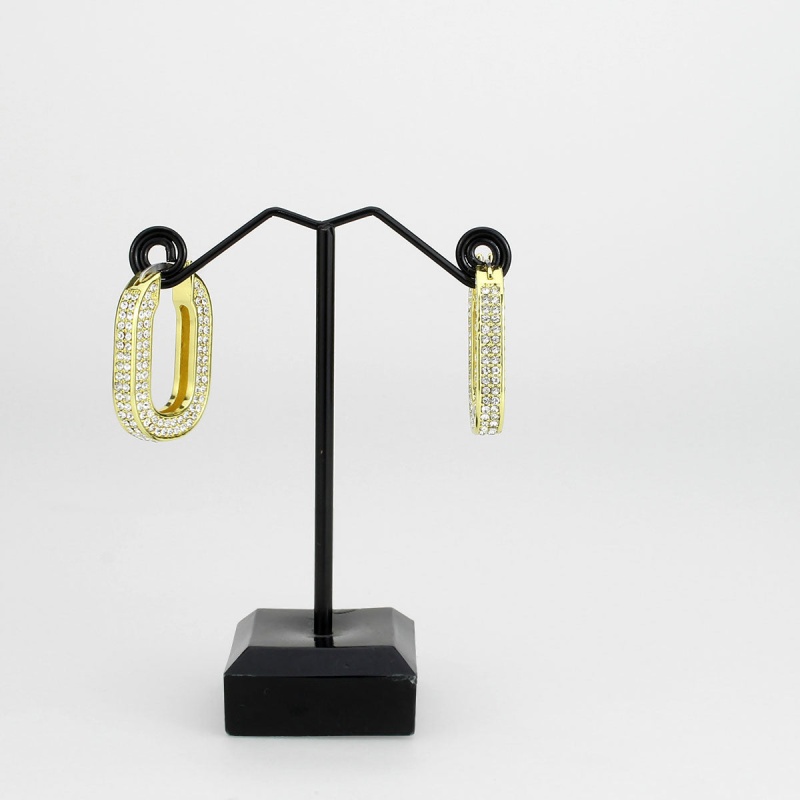 3W1748g - Flash Gold Brass Earring With Top Grade Crystal In Clear - N/a