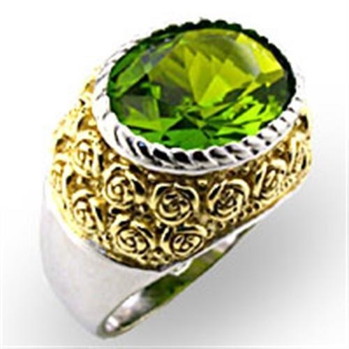 Reverse Two-Tone 925 Sterling Silver Ring With Synthetic Spinel In Peridot