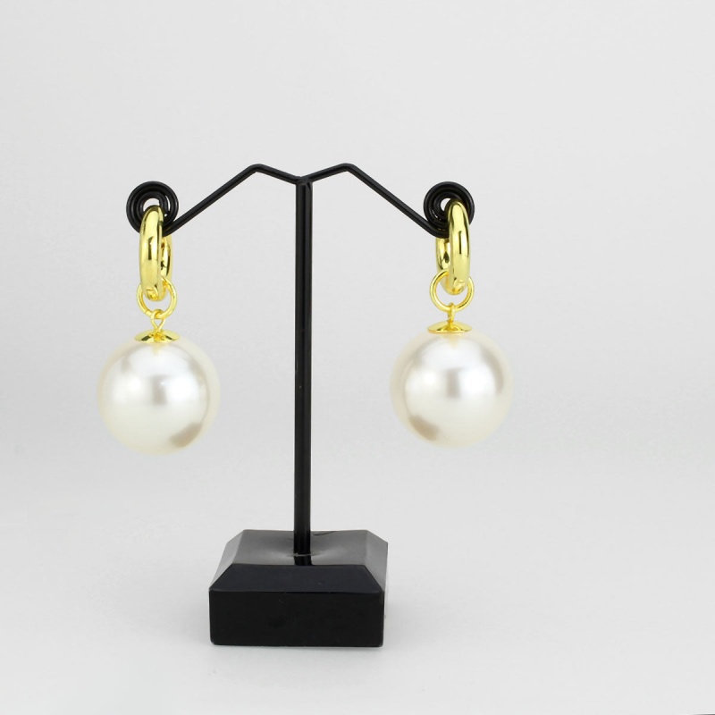 3W1741g - Flash Gold Brass Earring With Synthetic In White - N/a