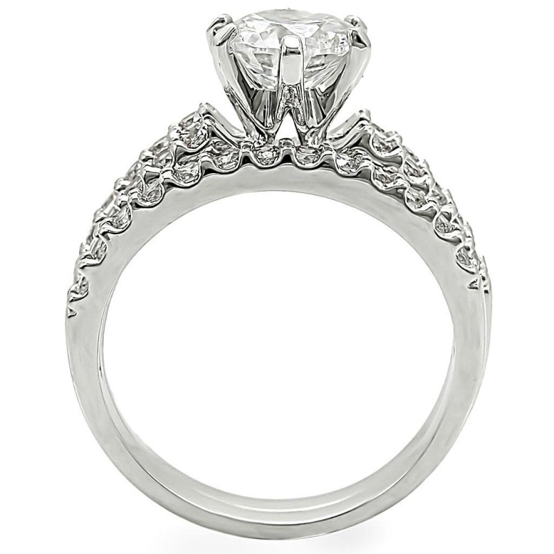 1W009 - Rhodium Brass Ring With Aaa Grade Cz In Clear - 10