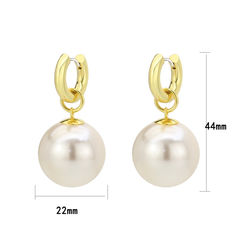 3W1741g - Flash Gold Brass Earring With Synthetic In White - N/a