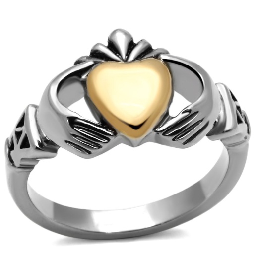 Tk1157 - Two-Tone Ip Gold Stainless Steel Ring With No Stone
