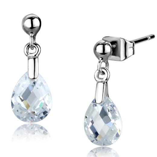 Alamode Rhodium Brass Earrings with AAA Grade CZ in Clear