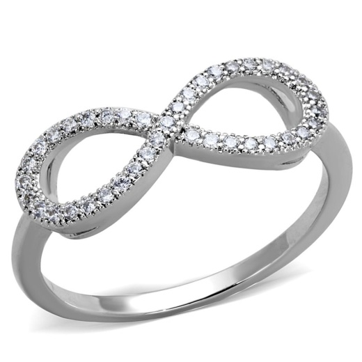 Alamode 3W1068 - Rhodium Brass Ring With AAA Grade CZ in Clear