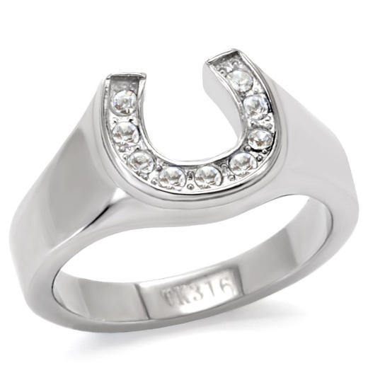 Alamode Tk10616 High Polished Stainless Steel Ring with Top Grade Crystal in Clear