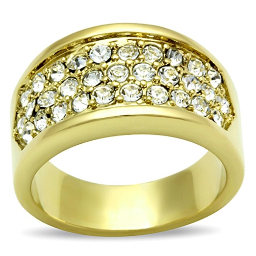 Tk1385 - Ip Gold(Ion Plating) Stainless Steel Ring With Top Grade Crystal In Clear