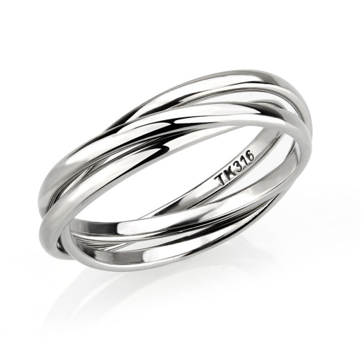 Alamode Tk3743 High Polished Stainless Steel Interlocking Ring