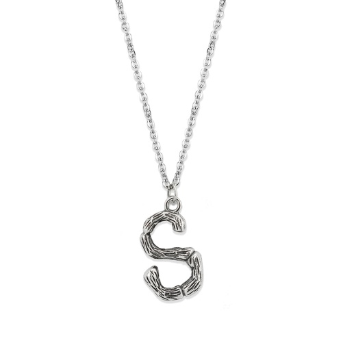 Tk3853s High Polished Stainless Steel Chain Initial Pendant - Letter S - 16"