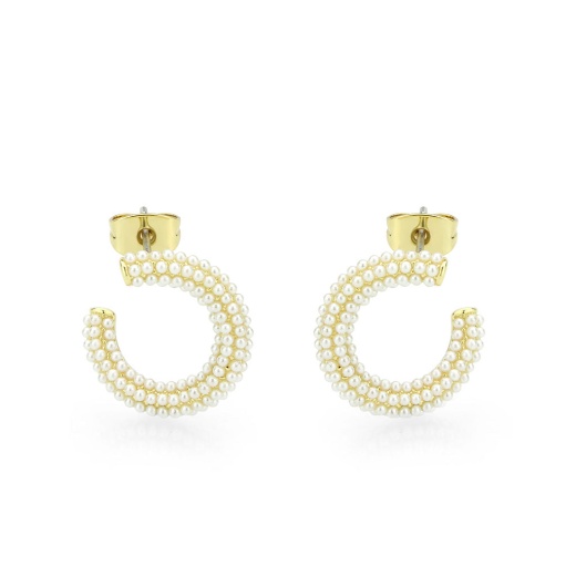 Alamode 3W1780 Flash Gold Brass Earring With Synthetic White Stone