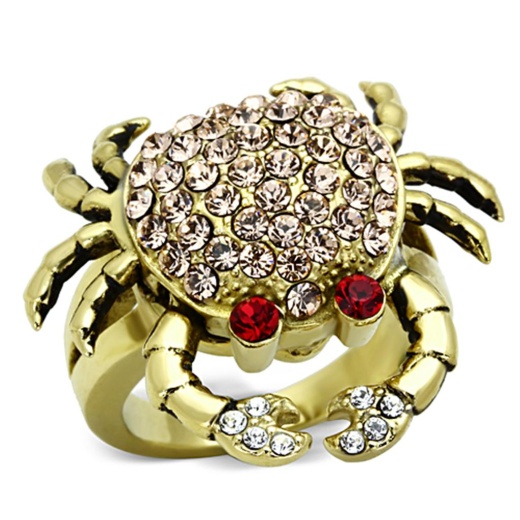 Alamode Tk1290 - IP Gold Stainless Steel Ring with Top Grade Crystal in Multi Color