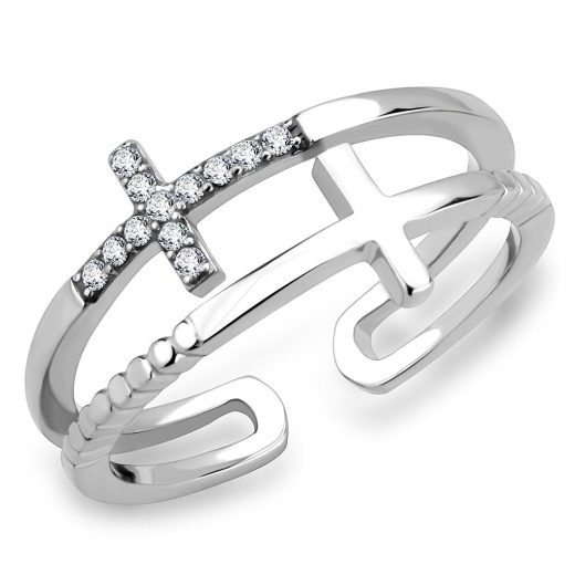 Alamode Da319 Stainless Steel Ring with AAA Grade CZ in Clear