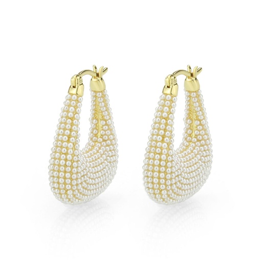 Flash Gold Brass Earring With Synthetic White Stone - Alamode