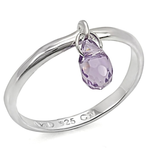 Los325 Silver 925 Sterling Silver Ring with Genuine Amethyst Stone