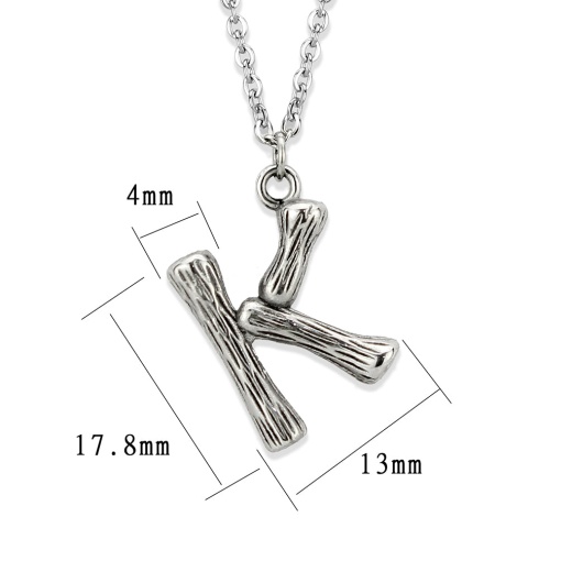 Alamode Tk3853k High Polished Stainless Steel Chain Initial Pendant - Letter K - 16"