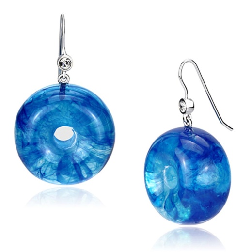Alamode IP Rhodium Brass Earrings with Synthetic Blue Topaz