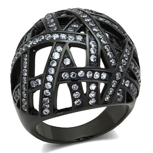Tk1734 - Ion Plating Stainless Steel Ring with AAA Grade CZ in Clear by Alamode