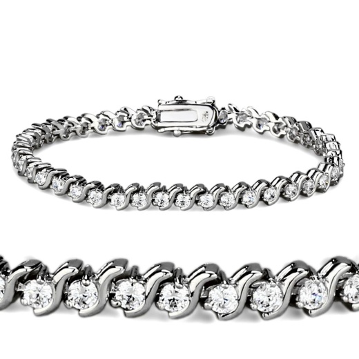 Rhodium Brass AAA Grade CZ Clear Bracelet - Alamode