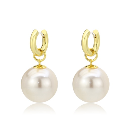 Alamode 3W1741g Flash Gold Brass Earring with Synthetic White Stone