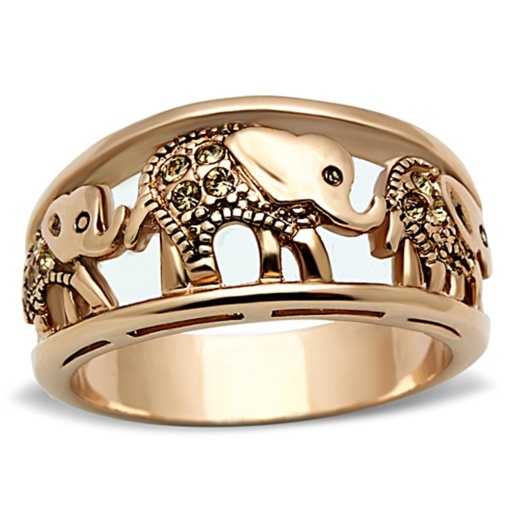 Tk1380 - Alamode Ip Rose Gold Stainless Steel Ring with Top Grade Crystal in Citrine Yellow