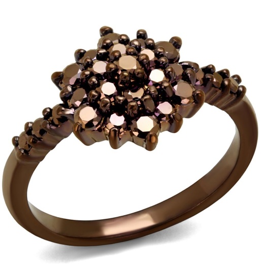 Alamode 3W1188 - Ip Coffee Light Brass Ring with AAA Grade CZ in Light Coffee