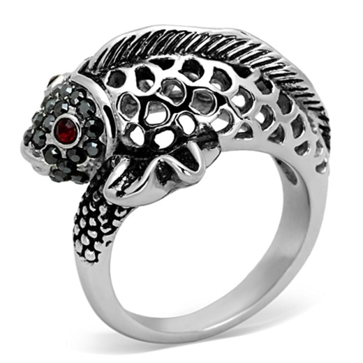 Alamode Tk1215 High Polished Stainless Steel Ring with Top Grade Crystal in Siam
