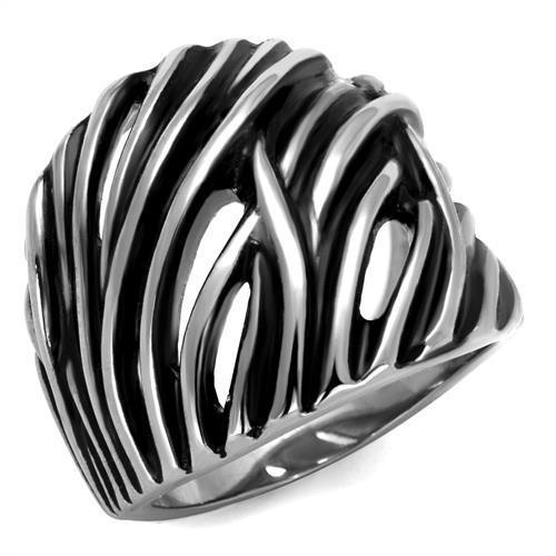 Alamode Tk2338 - High Polished Stainless Steel Ring With Epoxy In Jet