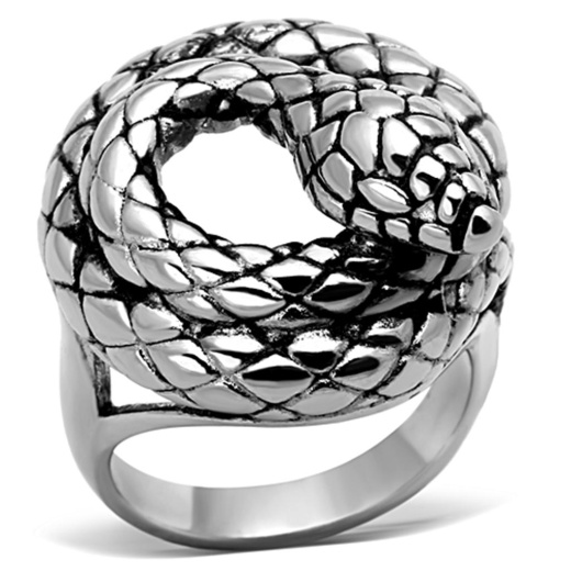 Alamode Tk1214 - High Polished (No Plating) Stainless Steel Ring With Epoxy In Jet